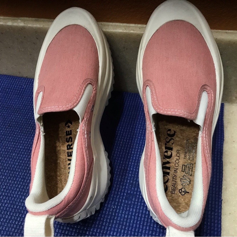 Converse Pink and White Slip-On Sneakers